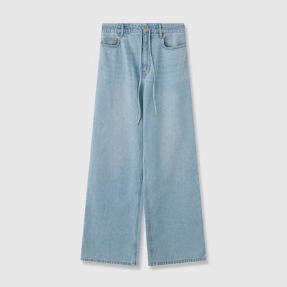 Damen Denim-Culotte Weit mit hohem Bund und Gummizug Blau
