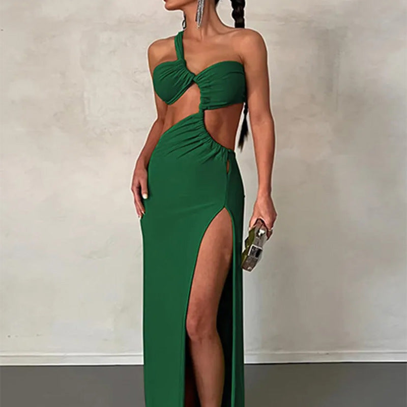 Damenkleid Asymmetrisch Cut-Out Design Schwarz - Eveloria