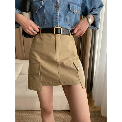 Damen Utility-Rock Hochbund mit Taschen Schwarz Eveloria - Eveloria