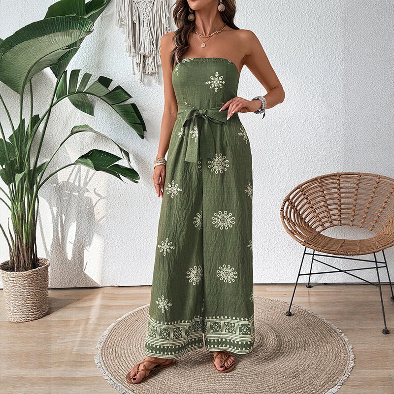 Damen Jumpsuit Taillengürtel Rüschen Eveloria