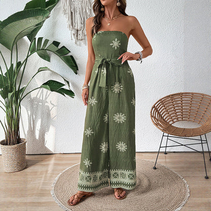 Damen Jumpsuit Taillengürtel Rüschen Eveloria