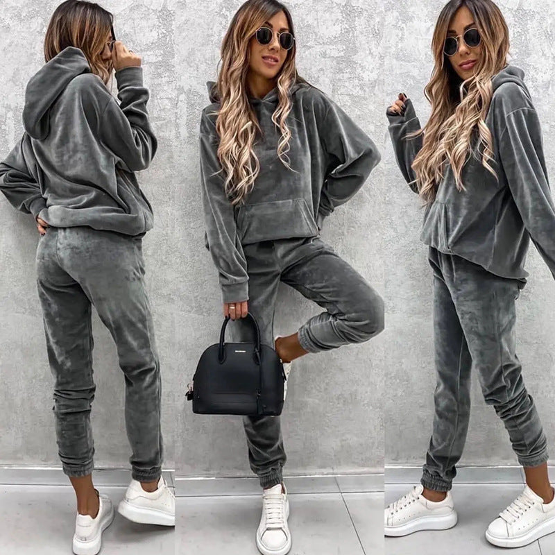 Damen Fleece-Hoodie Kuschelig Lässig Grau Eveloria - Eveloria