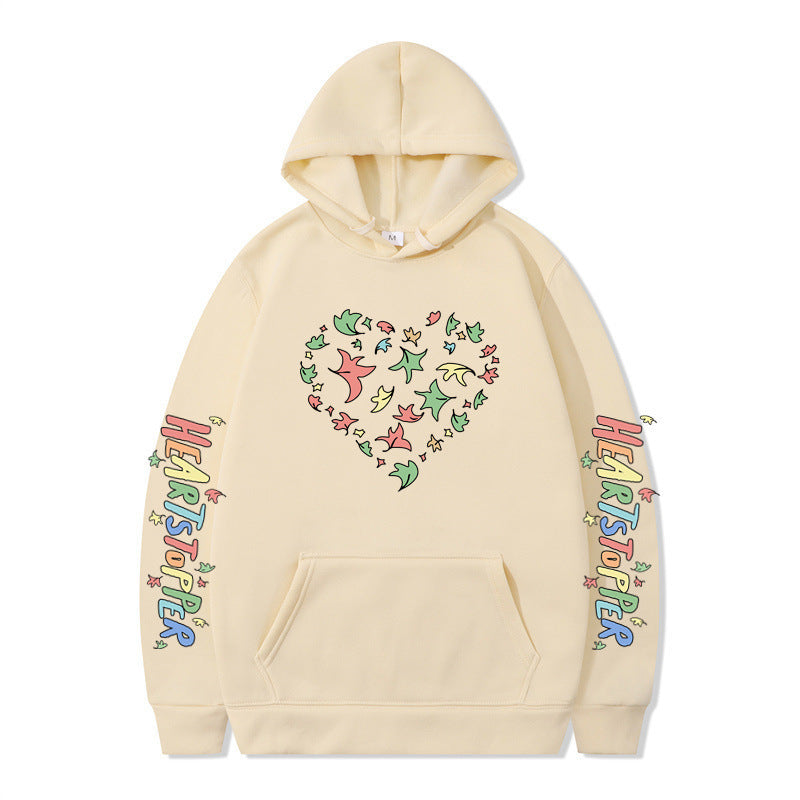 Damen Kapuzenpullover Herz- und Blattmotiv Eveloria