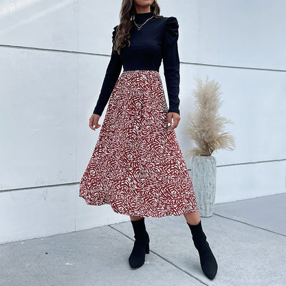 Damen Midikleid Hochgeschlossener Kragen Rüschendesign Eveloria - Eveloria