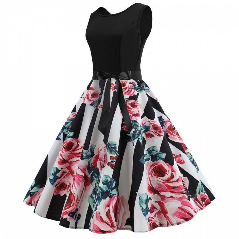 Eveloria Damen Swingkleid Floralmuster Tailliert
