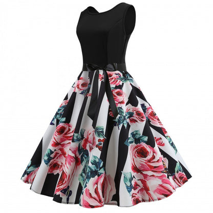Eveloria Damen Swingkleid Floralmuster Tailliert