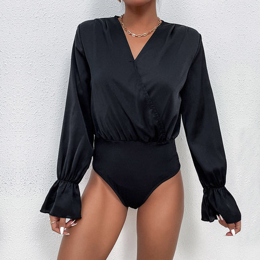 Damen Body V-Ausschnitt Voluminöse Ärmel Eveloria - Eveloria