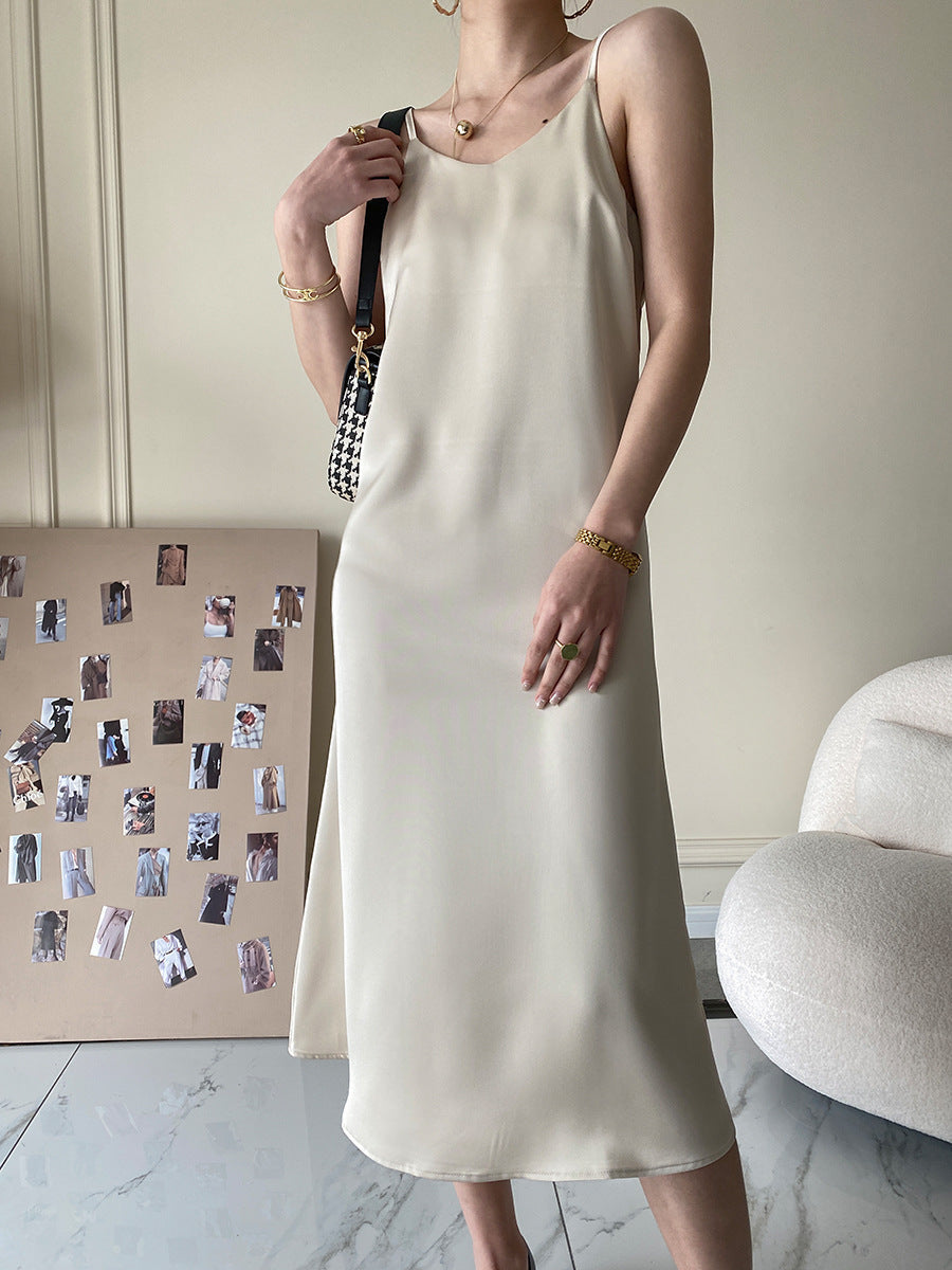 Damen Maxikleid dünn Spaghettiträger Fließend Eveloria