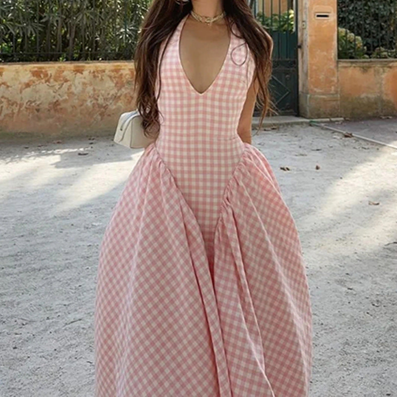 Damen Maxikleid V-Ausschnitt Tellerrock Eveloria - Eveloria