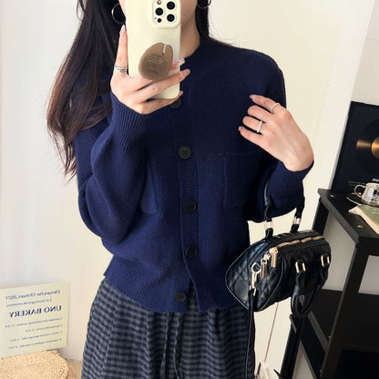 Damen Strickjacke mit Taschen und Knopfverschluss Eveloria