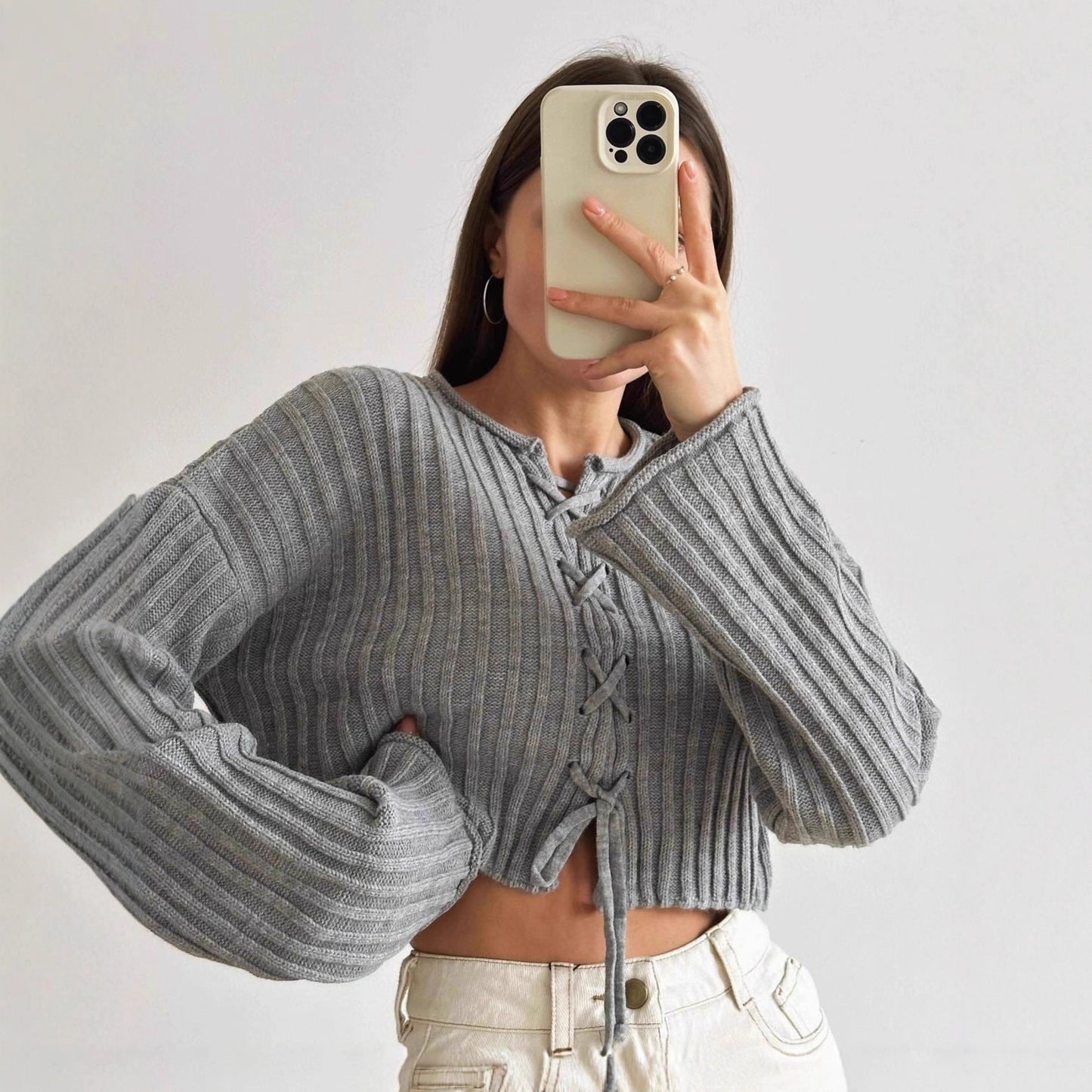 Damen Strickpullover Locker Zopfdesign Eveloria