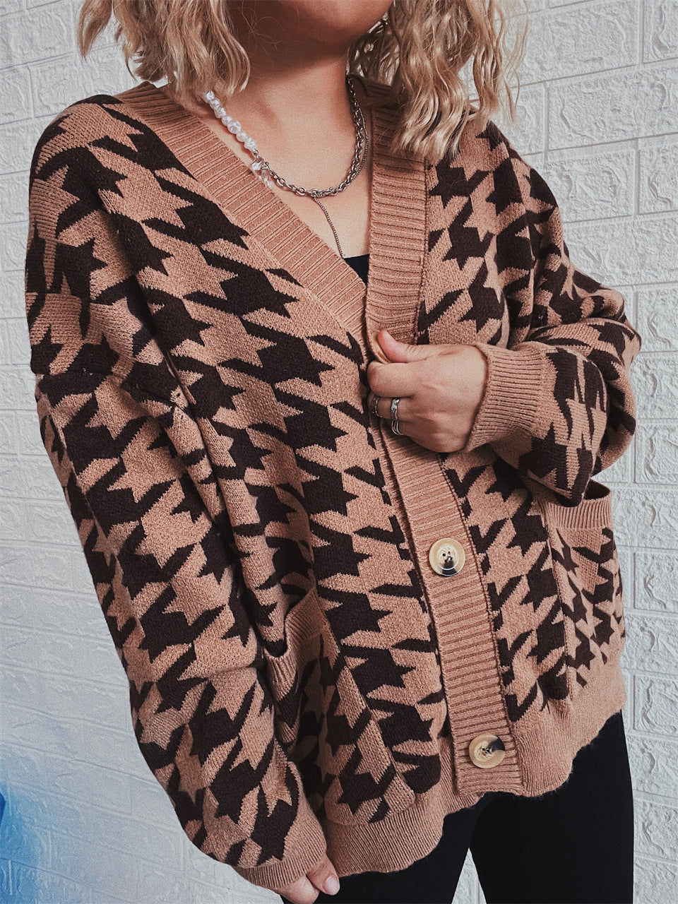 Damen Strickjacke Hundemuster Modern Eveloria