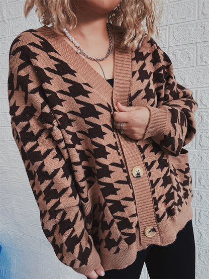 Damen Strickjacke Hundemuster Modern Eveloria