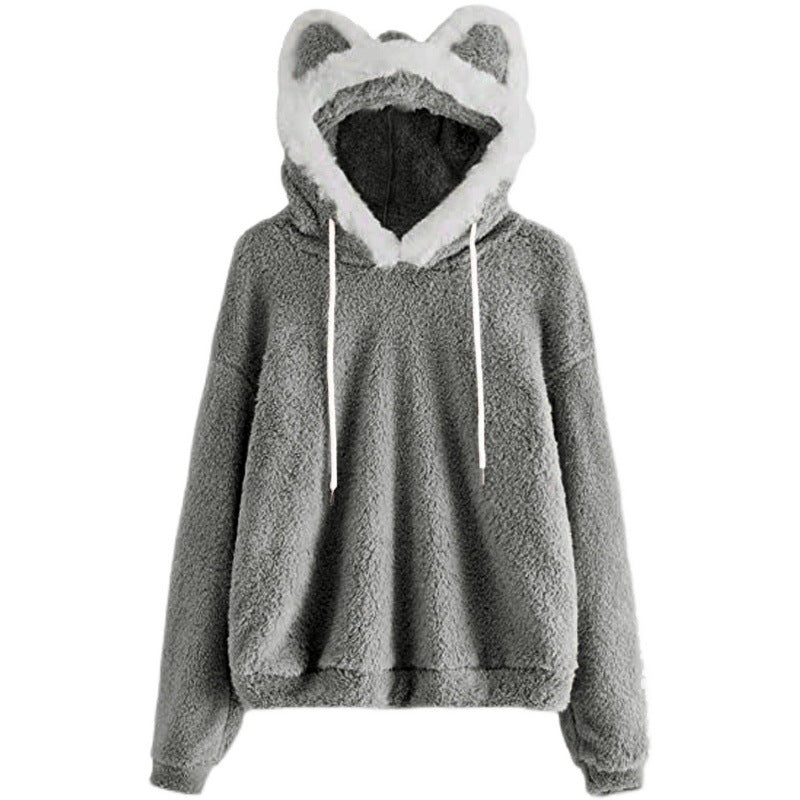 Damen Kapuzenpullover mit Katzenohren Weich Eveloria