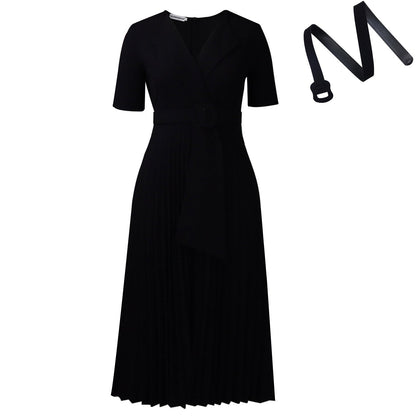 Damen Plissee-Kleid mit Taillenblazer und abnehmbarem Gürtel