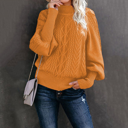 Damen Strickpullover Stehkragen Zopfmuster Eveloria