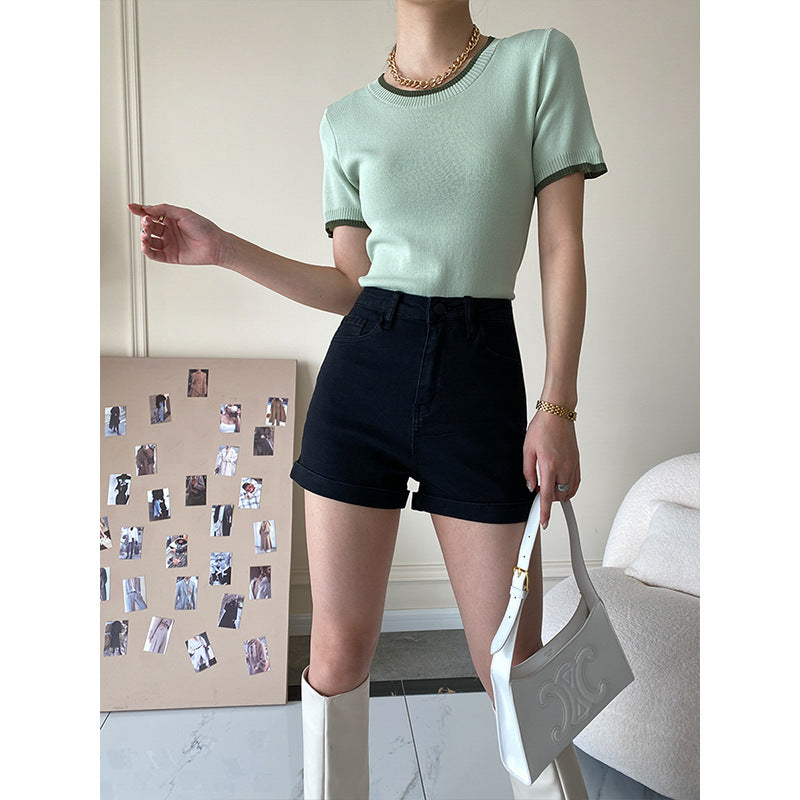Damen Langarmshirt Offene Schulter Gerafft Weiße