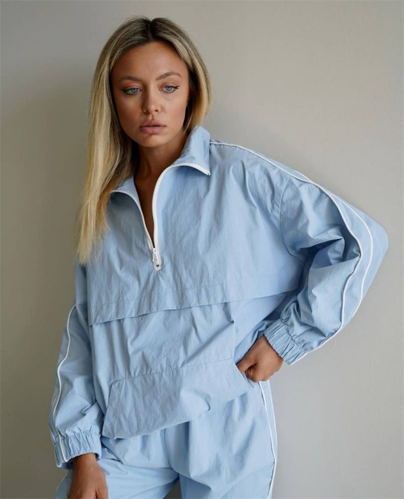 Damen Windjacke Leicht Versteckter Reißverschluss Hocher Kragen