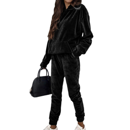 Damen Sport Fleece-Set mit Hoodie Elastisch Eveloria