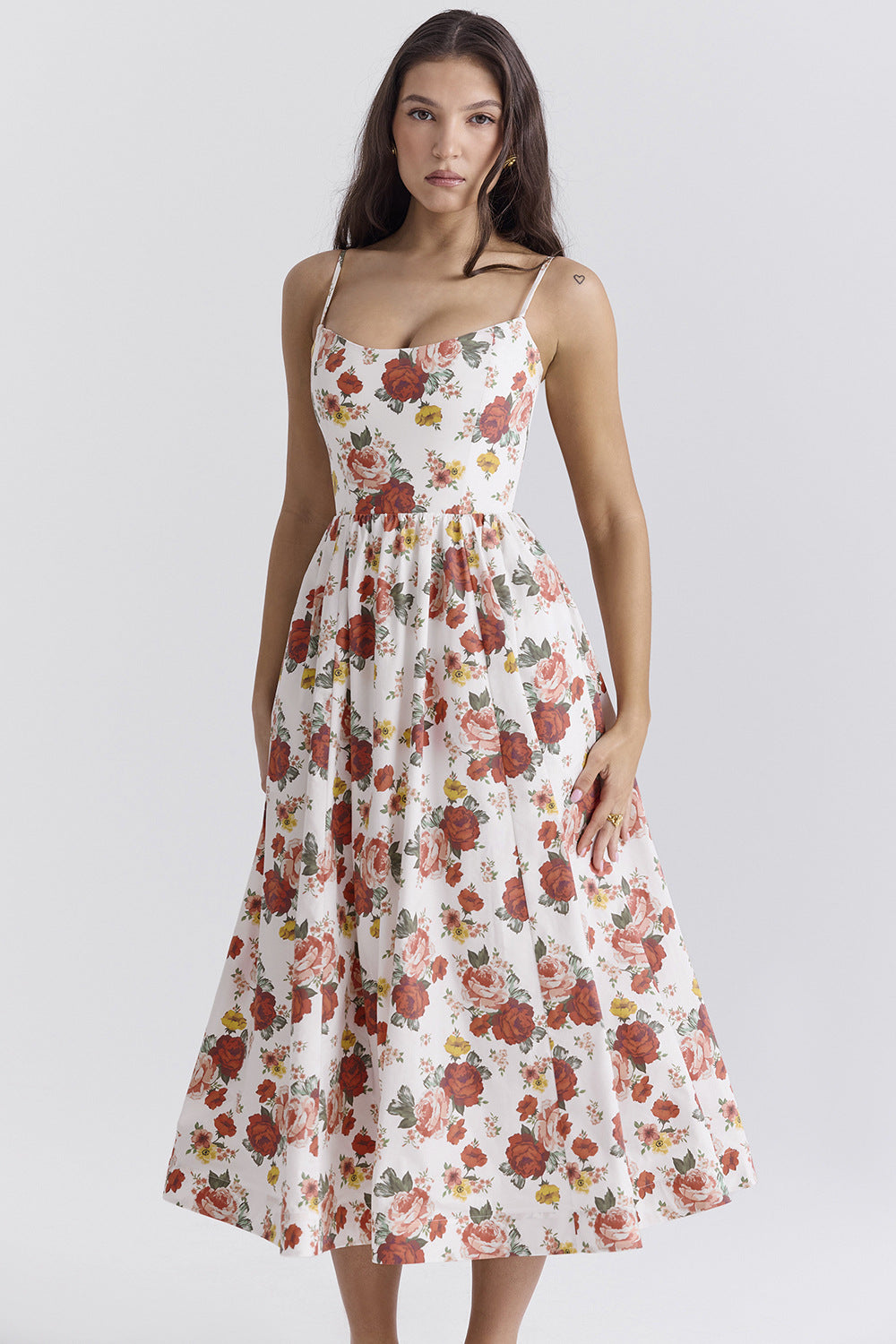 Damen Maxikleid Floralmuster Elegante Silhouette