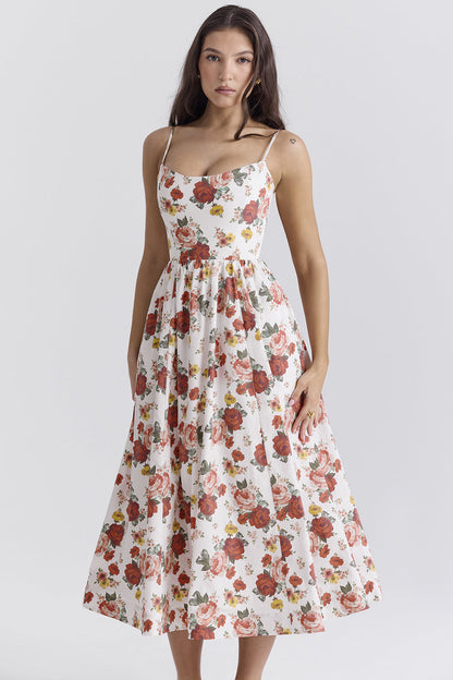 Damen Maxikleid Floralmuster Elegante Silhouette