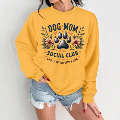 Damen Sweatshirt Hundemotiv Aufdruck Grau