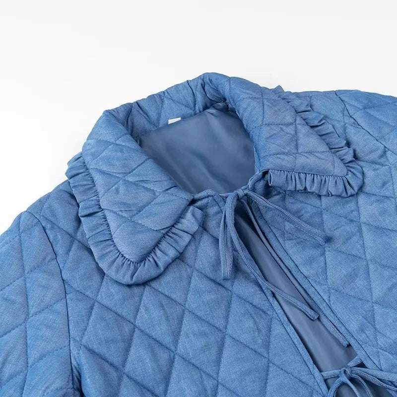 Damen Steppjacke Voluminöser Kragen Praktische Taschen