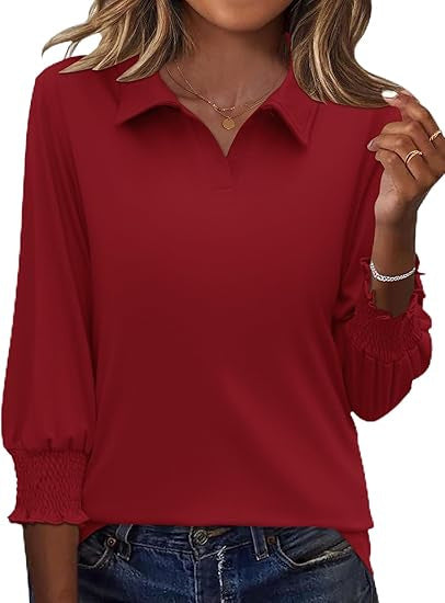 Damen Poloshirt Rüschendetails Elegantes Design Eveloria