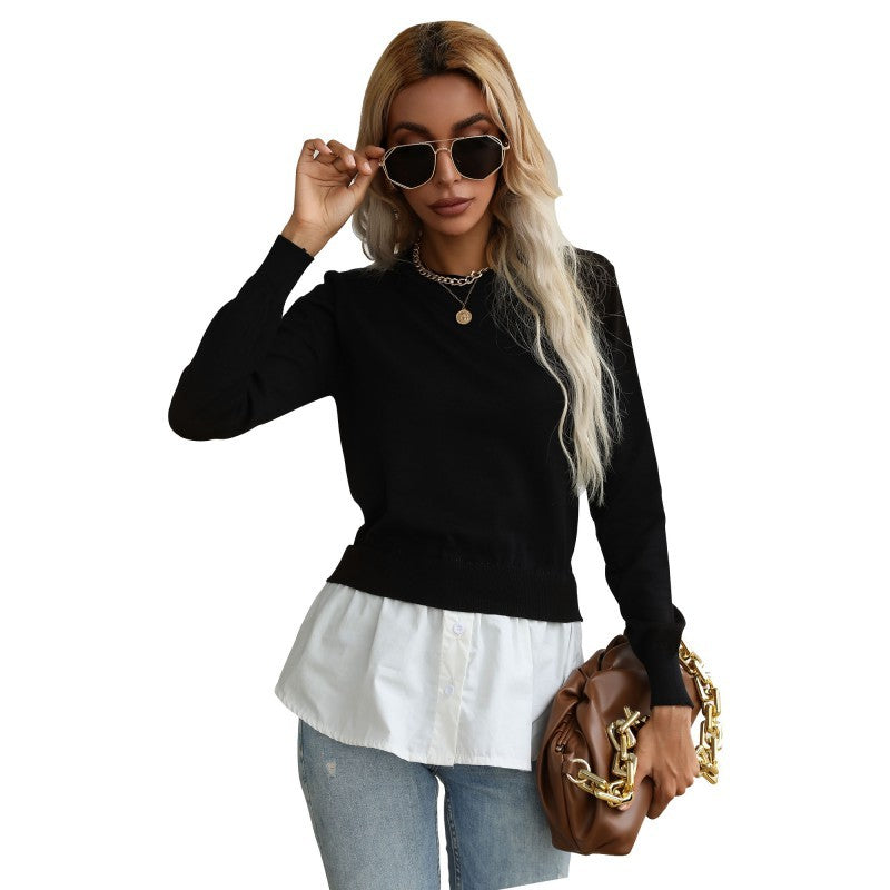 Damen Strickpullover mit Bluse Lässig Eveloria
