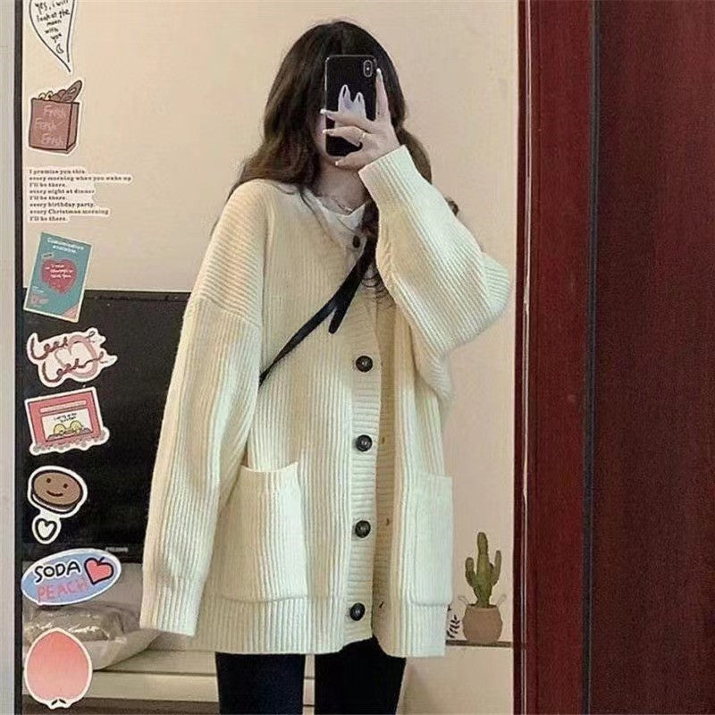 Damen Strickcardigan Offen Knopfleiste Elegantes Design
