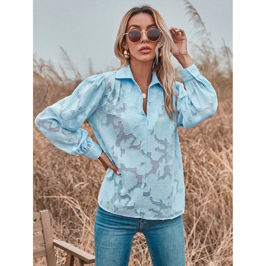 Damen Bluse Ballonärmel Floralmuster - Eveloria