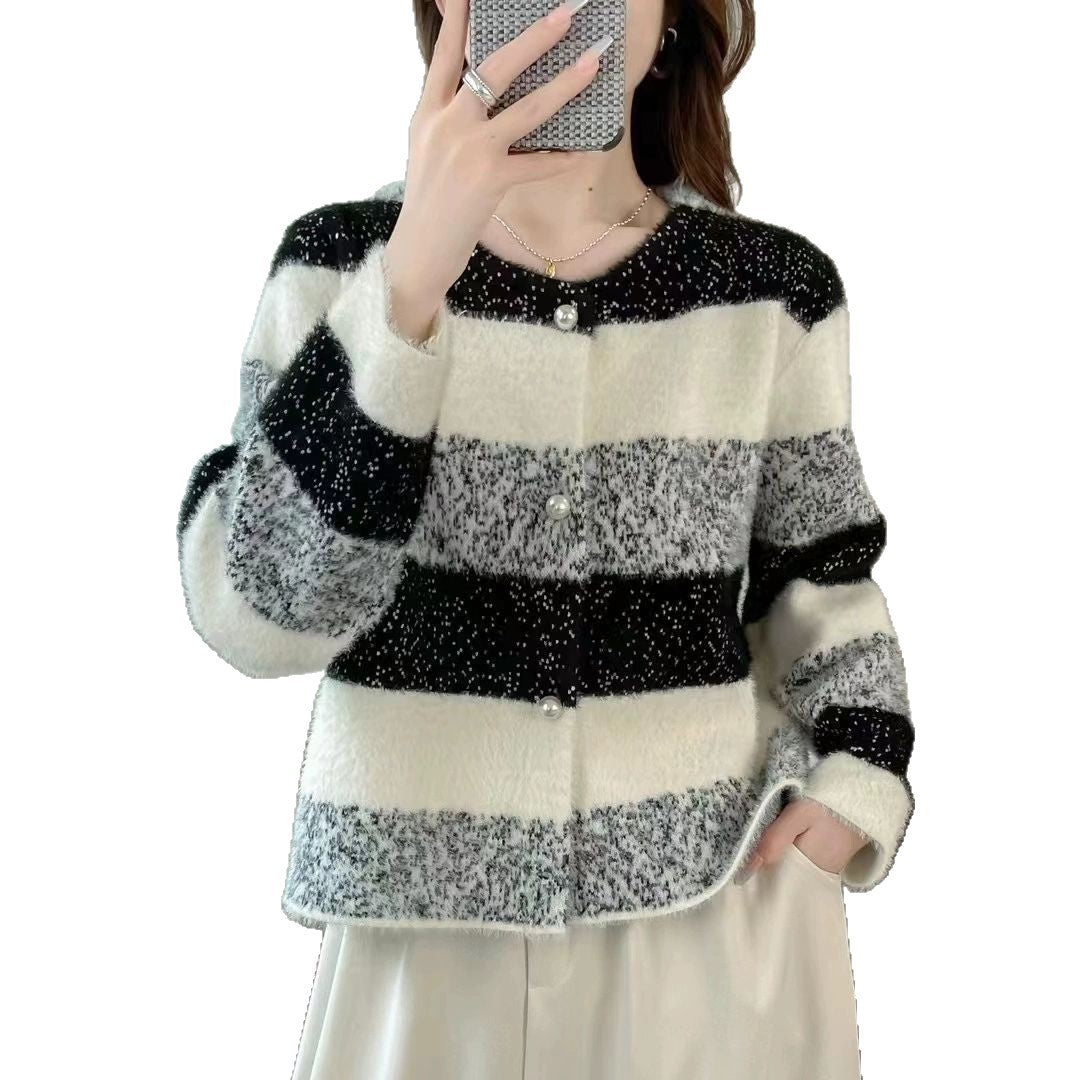 Damen Strickjacke Kuschelig Perlknöpfe Eveloria
