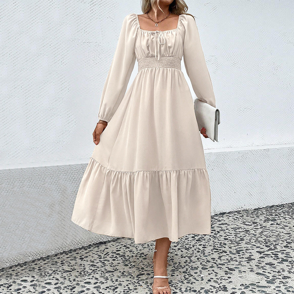 Damen Midi-Kleid mit Taillierung und Rüschen Eveloria