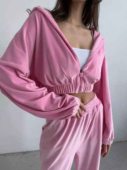 Damen Veloursjacke Weite Ärmel Bund Eveloria