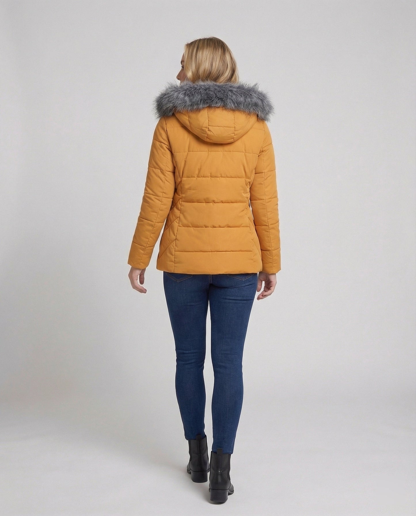 Damen Daunenjacke Fellkragen