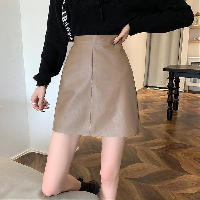 Damen Bleistiftrock Kunstleder Modern Schnitt