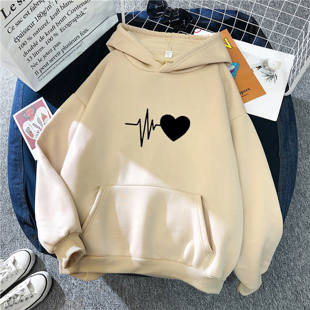 Damen Kapuzenpullover Herzschlagmotiv Eveloria