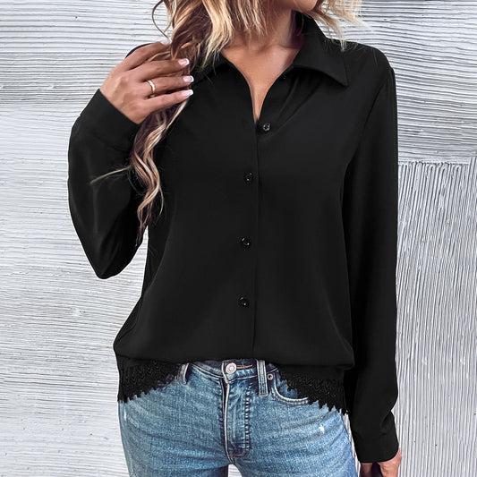 Damen Bluse Spitze Knopfleiste Eveloria - Eveloria