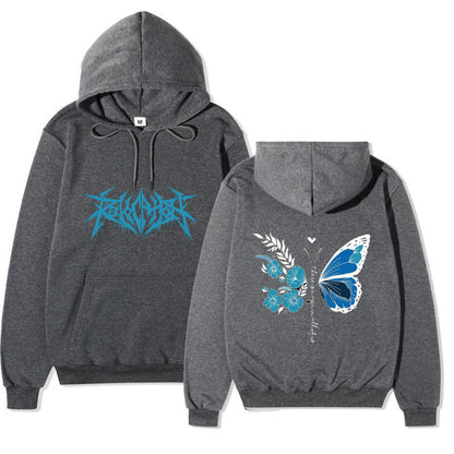 Damen Kapuzenpullover Schmetterlings-Blumen-Motiv