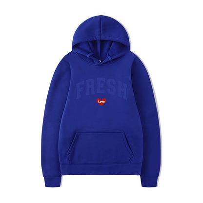 Damen Kapuzenpullover Weiches Fleece Verspielter Schriftzug Grau