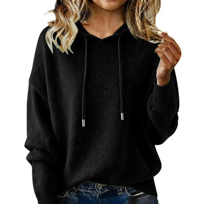 Damen Oversized Kapuzensweatshirt Texturiert Kordelzug Grau