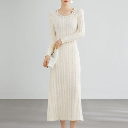 Damen Strickkleid mit Zopfmuster und Dekor Eveloria