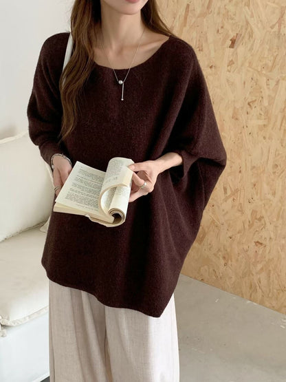 Damen Oversized Pullover Weiches Material Lässiger Schnitt Beige