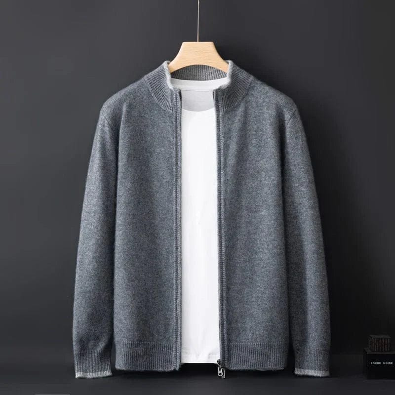 Eveloria Herren Strickjacke Reißverschluss Bequem Anthrazit