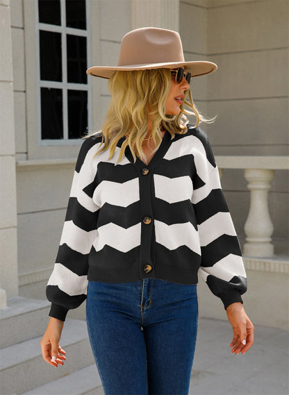 Damen Strickjacke Chevron-Muster Eveloria