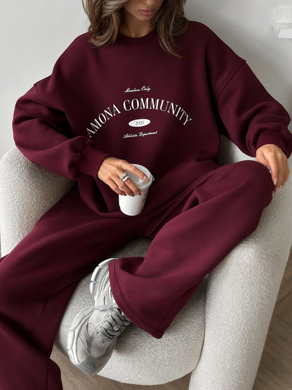 Damen Oversized Sweatshirt mit Schriftzug Bequeme Jogginghose
