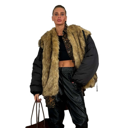 Damen Modische Jacke Kunstfellkragen Eveloria