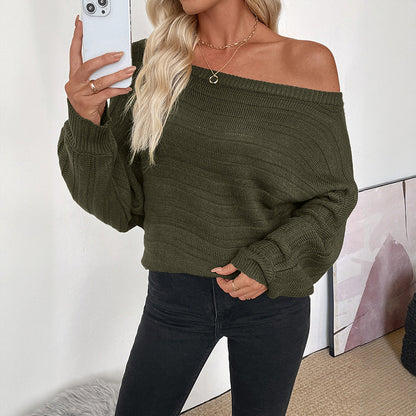 Damen Off-Shoulder Strickpullover Eveloria