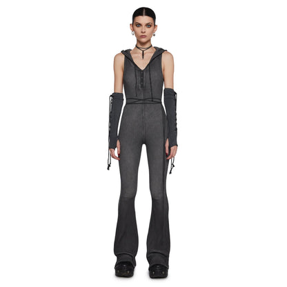 Damen Jumpsuit mit Kapuze und langen Ärmeln Eveloria