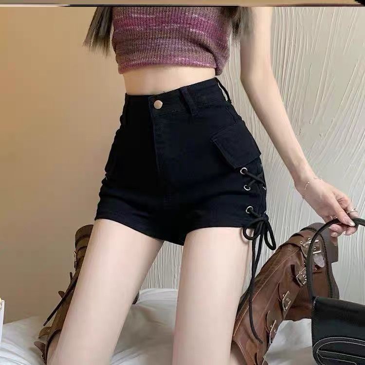 Damen High-Waist Shorts mit Schnürung und Taschen - Eveloria